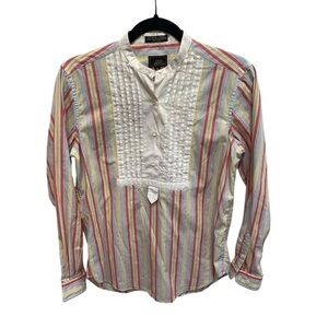 Vintage John Henry striped shirt long sleeve pleated women’s size 8